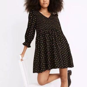 Madewell Black and White Bishop Sleeve Sundress😄😄😄